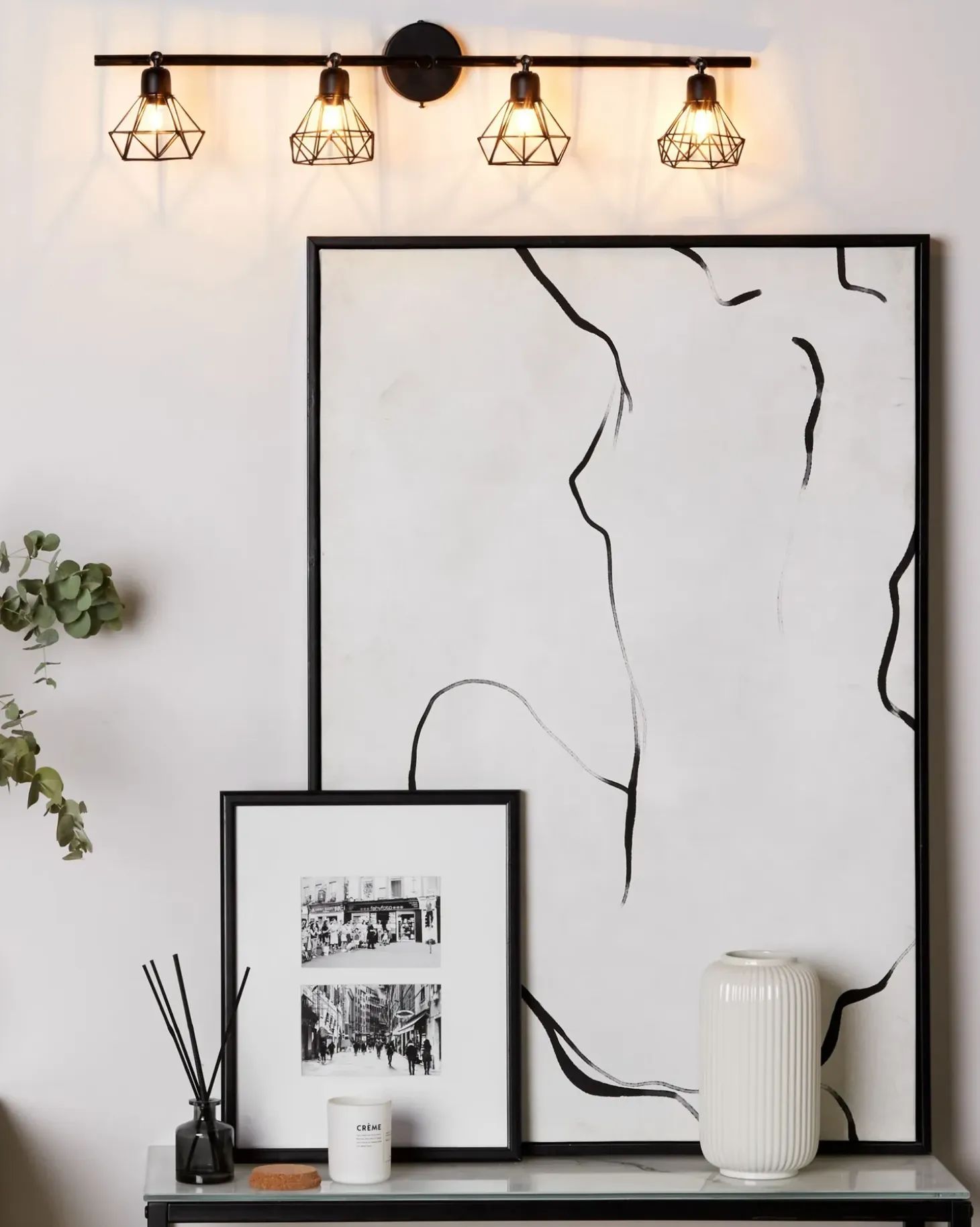 4 lys-spotlight ERMA Sort Metal Justerbar