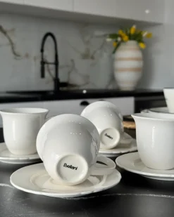 8 x kop med underkop ELDERBERRY Porcelæn Hvid