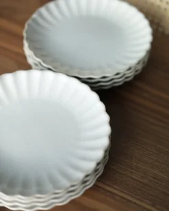 8 x sidetallerken NETTLE Stentøj Cremehvid