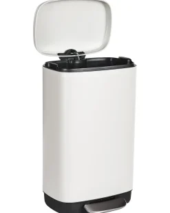 Affaldsbeholder med pedal 30 L ECOCOLLECT Metal Hvid
