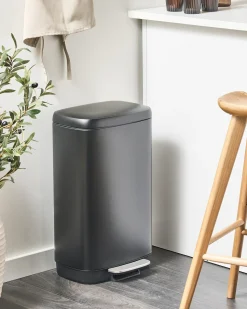 Affaldsbeholder med pedal 30 L ECOCOLLECT Metal Sort