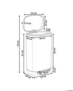 Affaldsbeholder med pedal 30 L ECOCOLLECT Metal Sort