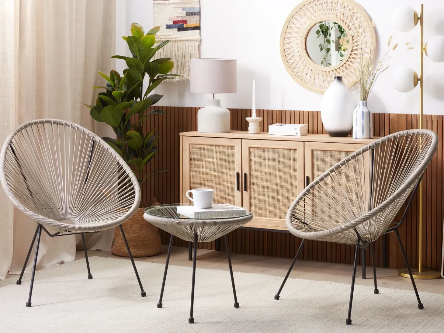 Altansæt ACAPULCO II PE-rattan Lysegrå