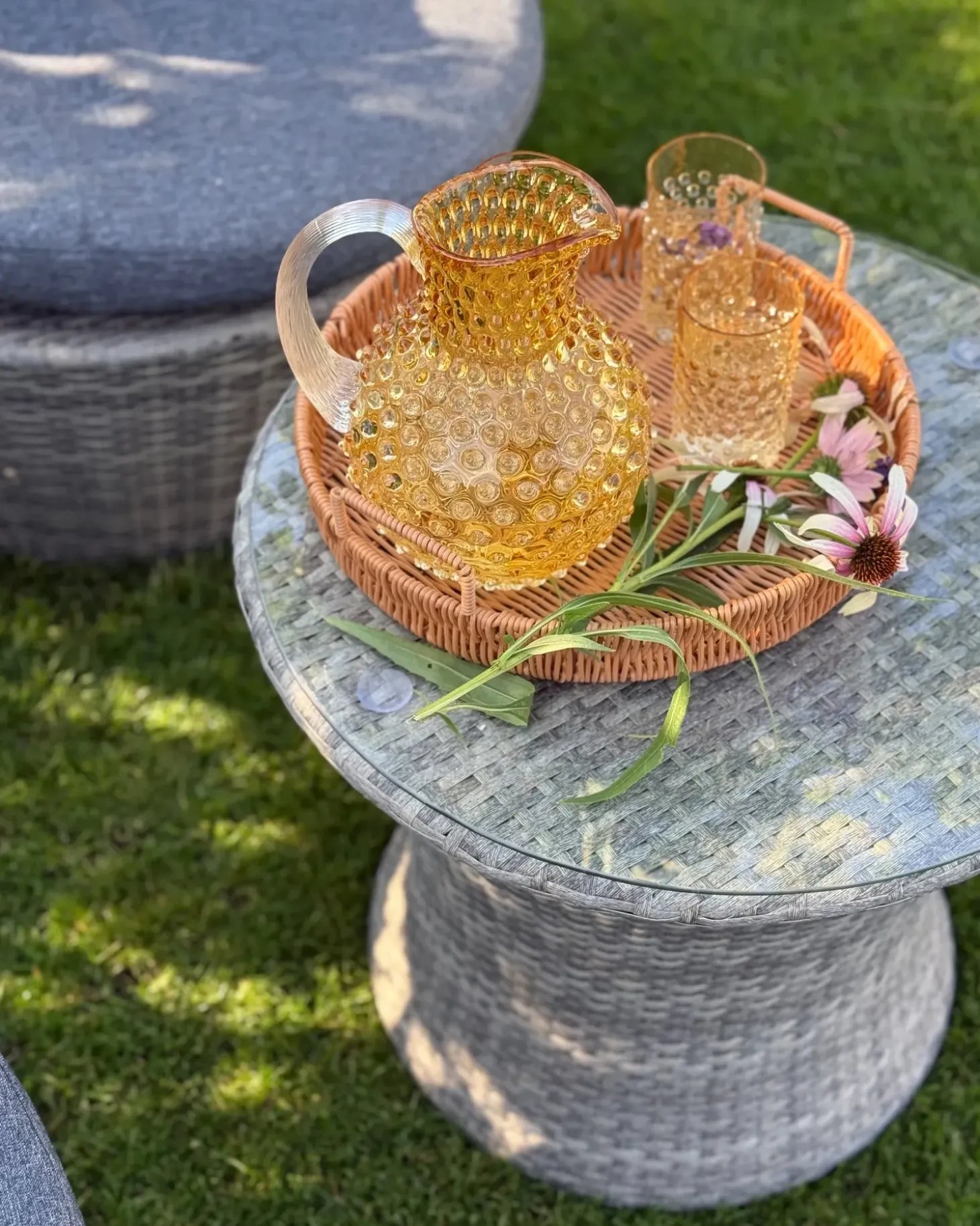 Altansæt med puder CAPRI PE-rattan Grå