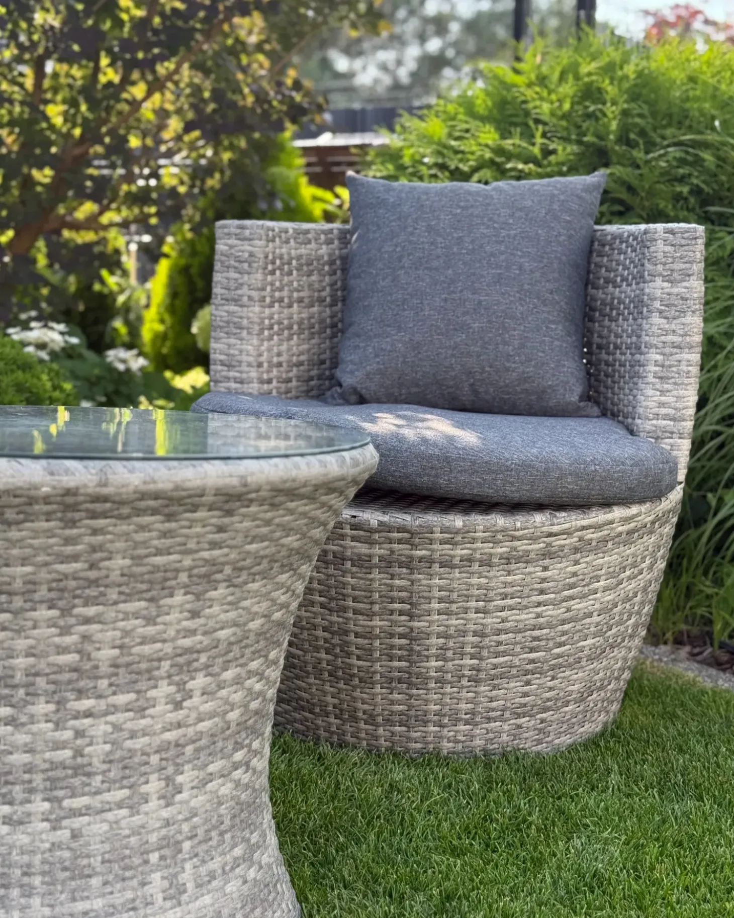 Altansæt med puder CAPRI PE-rattan Grå