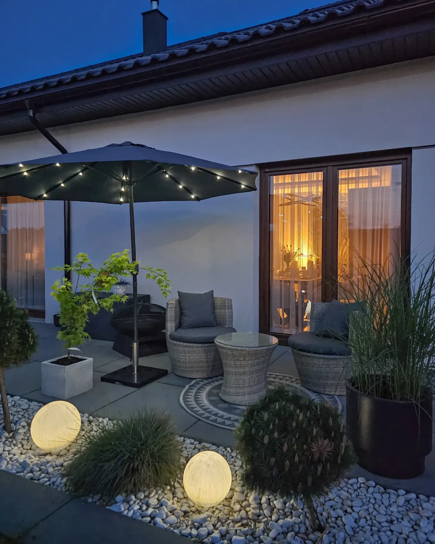 Altansæt med puder CAPRI PE-rattan Grå