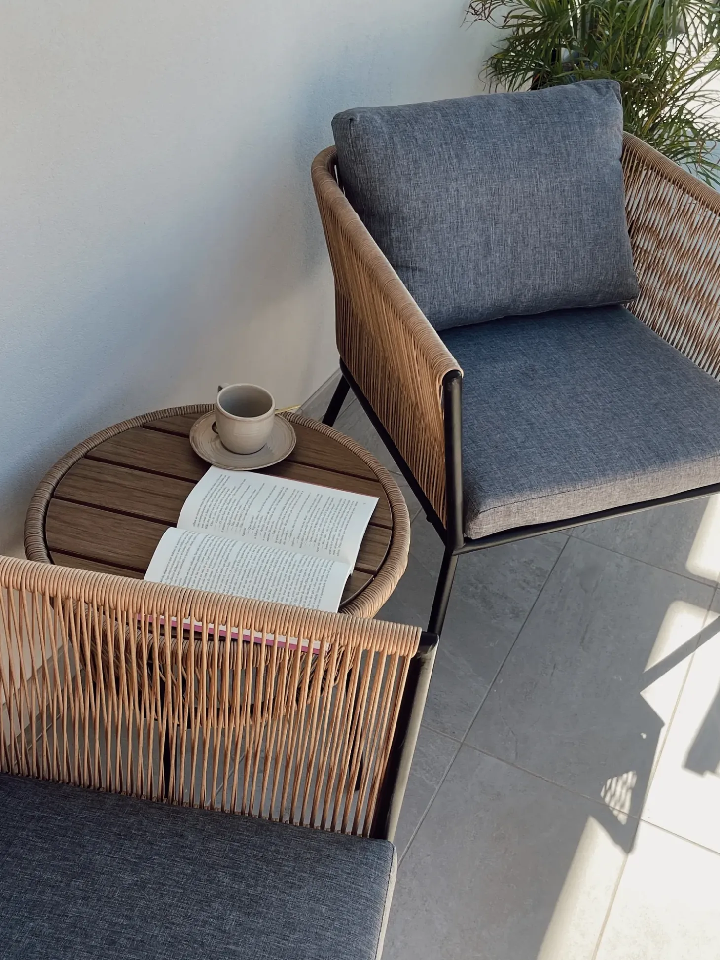 Altansæt med puder GARGANO PE-rattan Lysebrun