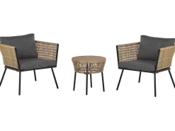 Altansæt med puder GARGANO PE-rattan Lysebrun
