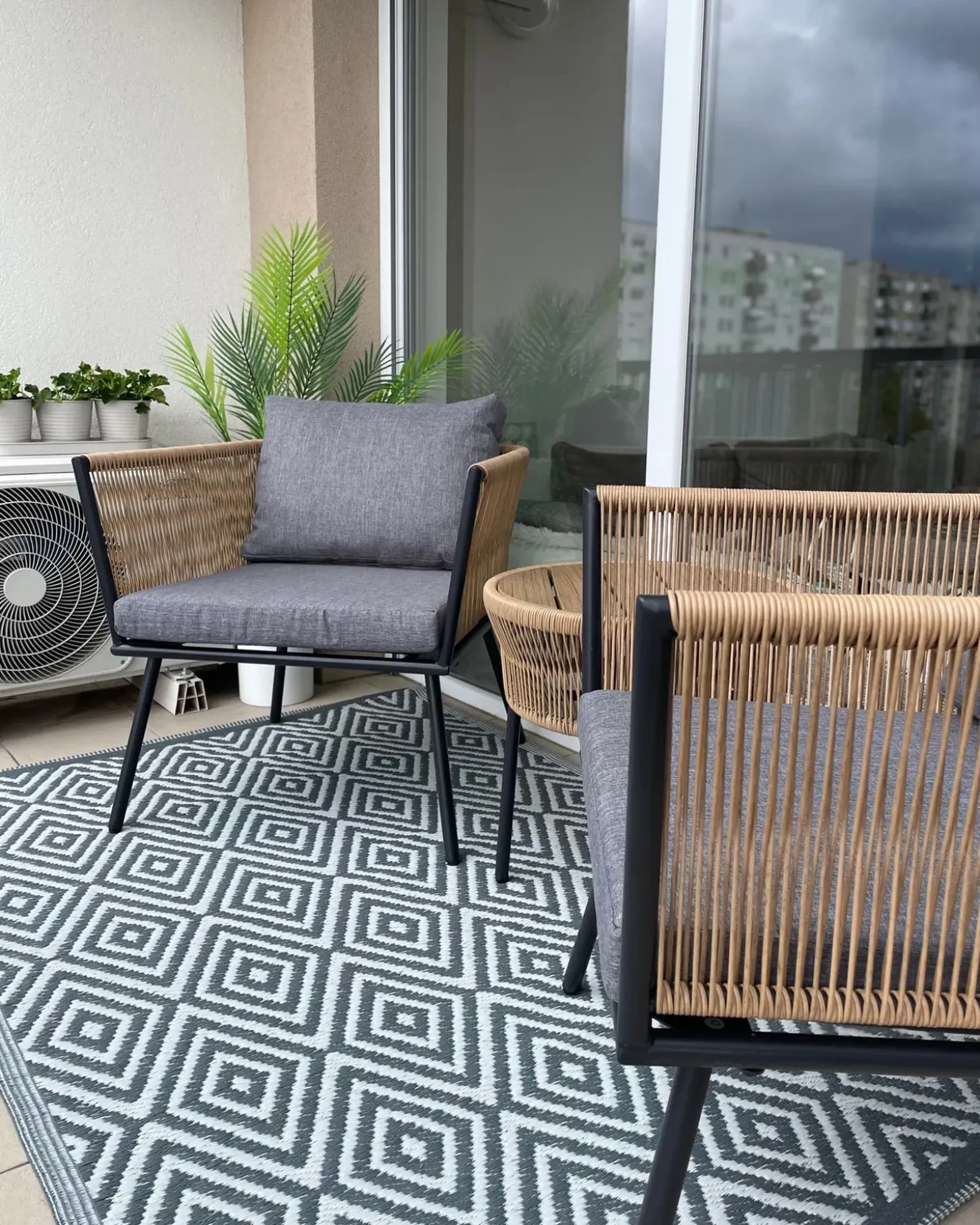 Altansæt med puder GARGANO PE-rattan Lysebrun