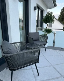Altansæt med puder GARGANO PE-rattan Grå