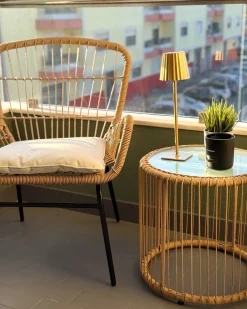 Altansæt med puder LABICO PE-rattan Lysebrun
