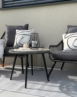 Altansæt med puder LAURETO PE-rattan Grå