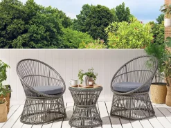 Altansæt med puder MESYNA PE-rattan Brungrå