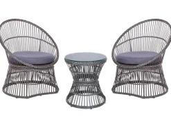 Altansæt med puder MESYNA PE-rattan Brungrå