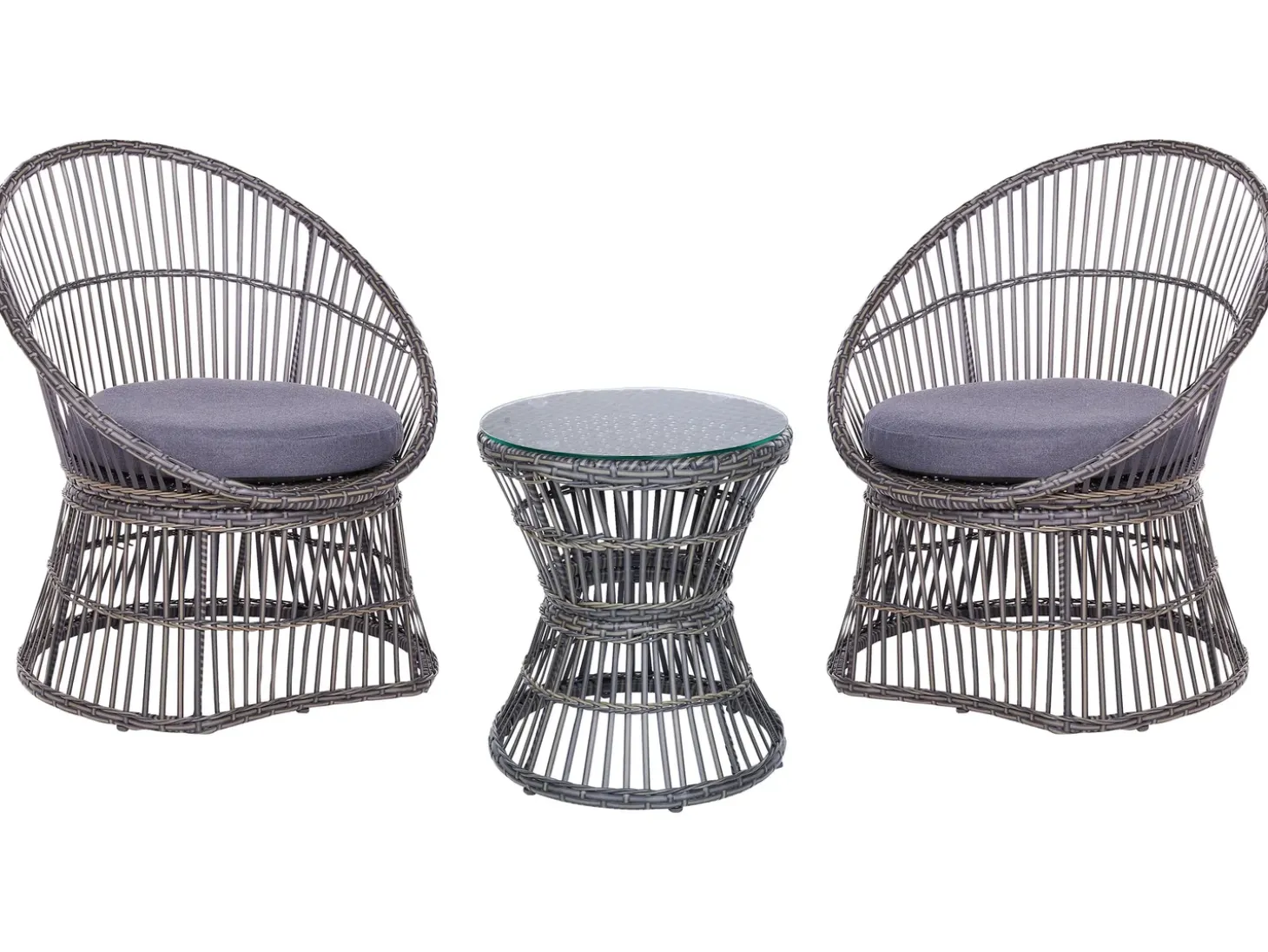 Altansæt med puder MESYNA PE-rattan Brungrå