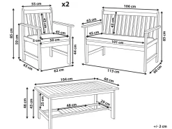 ALTIDONA 4 personers Loungesæt med bord Cremehvid Akacietræ