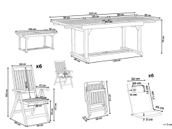 AMANTEA PREMIUM 6 personers Havemøbelsæt Rød Akacietræ