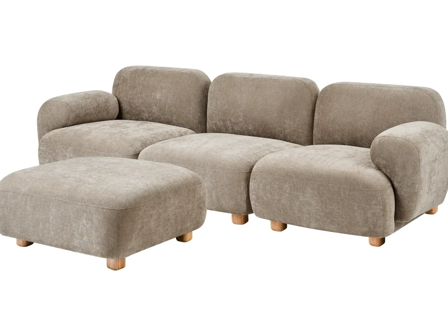 AMLI 3 personers Modulsofa Beige med fodskammel