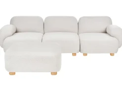 AMLI 3 personers Modulsofa Cremehvid Boucle med fodskammel