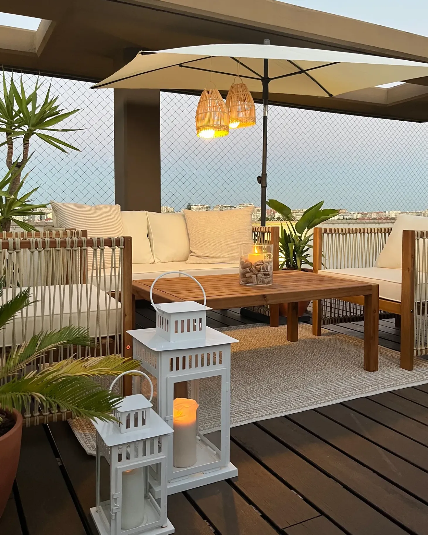 ANTRIA 4 personers Loungesæt med bord Beige Akacietræ