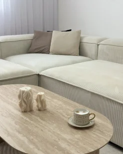 ARDAL 4 personers Hjørnesofa modul Venstrevendt Cremehvid Fløjl