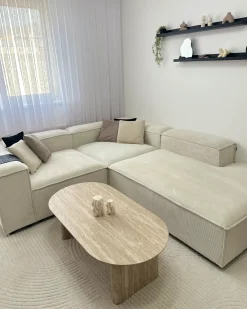 ARDAL 4 personers Hjørnesofa modul Venstrevendt Cremehvid Fløjl