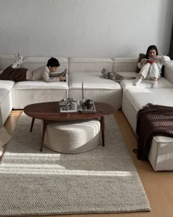 ARDAL 5 personers Hjørnesofa modul Højrevendt Cremehvid Fløjl