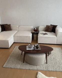 ARDAL 5 personers Hjørnesofa modul Højrevendt Cremehvid Fløjl