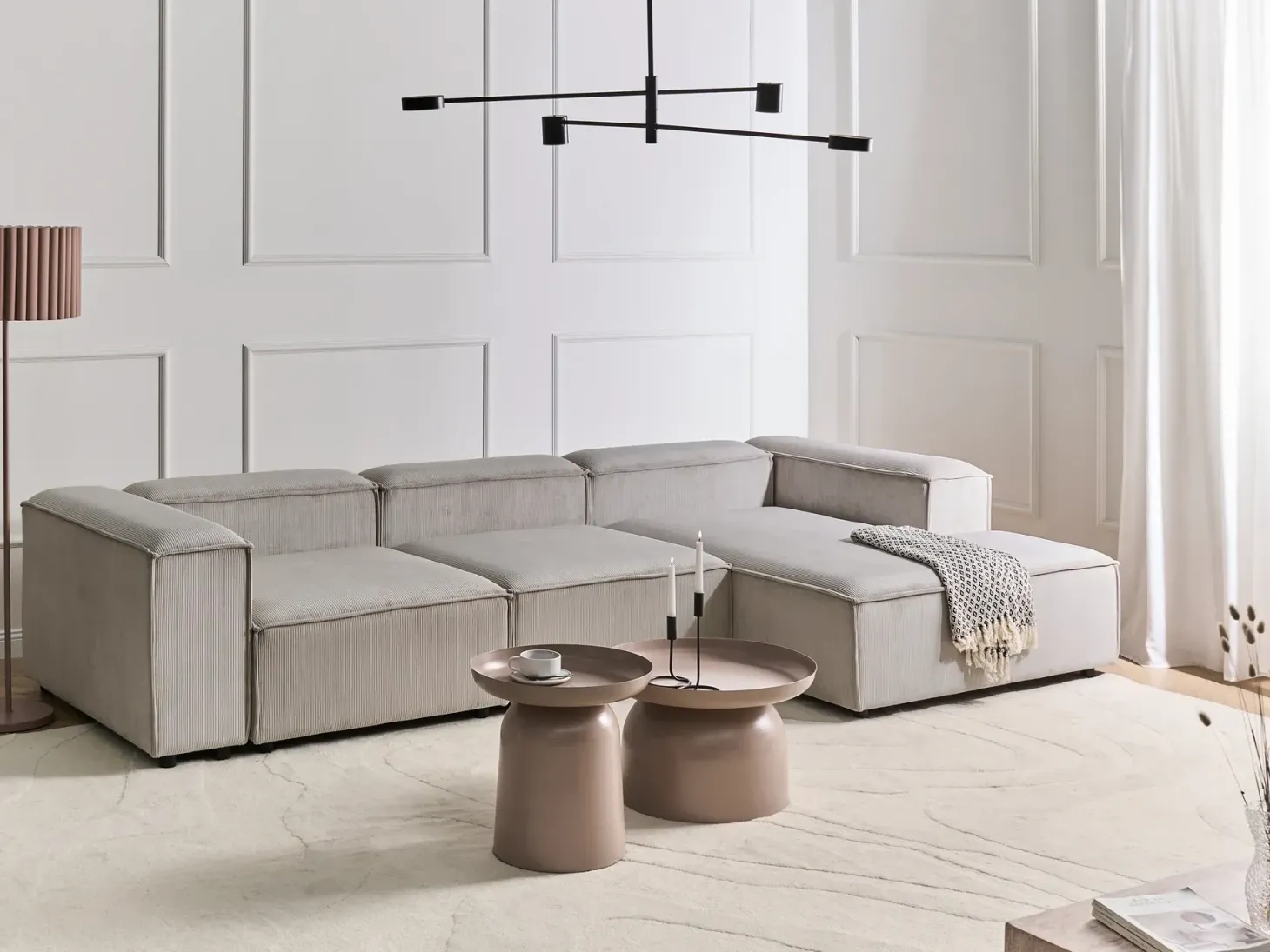 ARDAL 4 personers Hjørnesofa modul Venstrevendt Brungrå Fløjl
