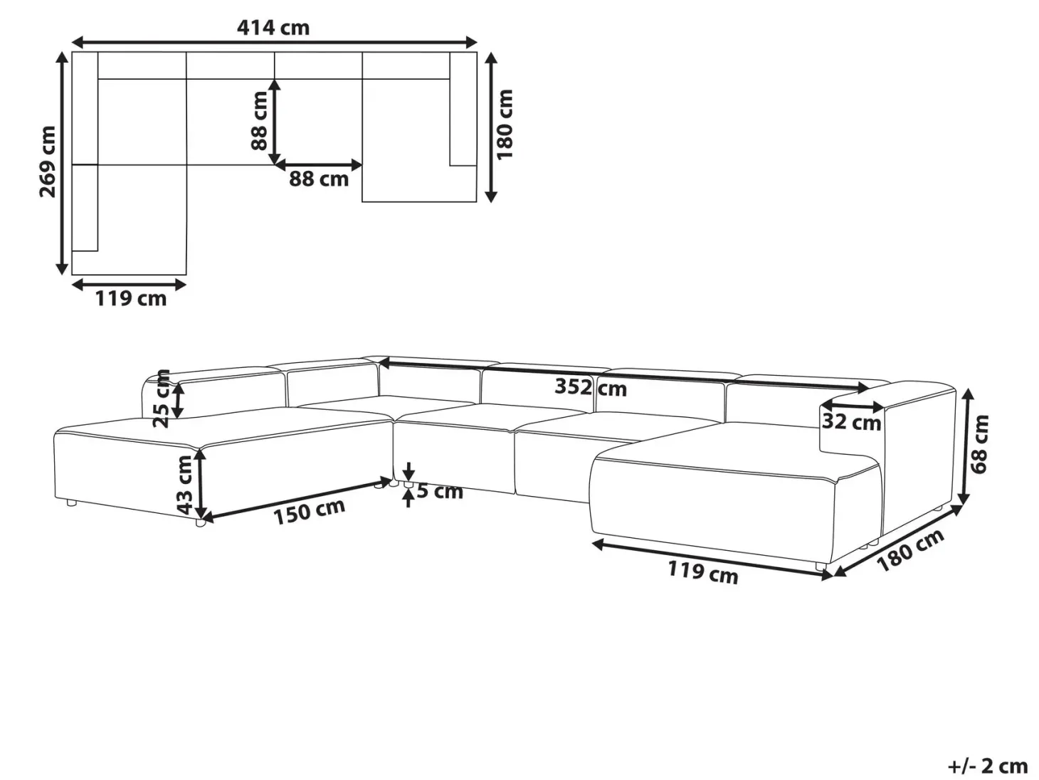 ARDAL 5 personers Hjørnesofa modul Højrevendt Brungrå Fløjl