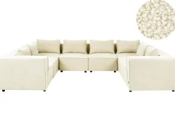AXEBO 8 personers U-formet modulsofa Cremehvid Boucle