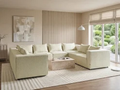 AXEBO 8 personers U-formet modulsofa Cremehvid Boucle