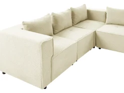 AXEBO 8 personers U-formet modulsofa Cremehvid Boucle