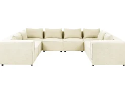 AXEBO 8 personers U-formet modulsofa Cremehvid Boucle
