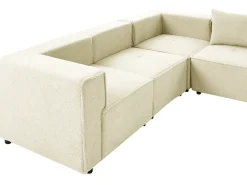 AXEBO 8 personers U-formet modulsofa Cremehvid Boucle