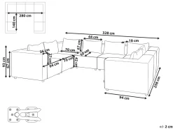 AXEBO 8 personers U-formet modulsofa Cremehvid Boucle