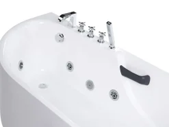 Badekar med massage SAYULA Venstrevendt 170 x 80 cm Hvid