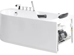Badekar med massage SAYULA Venstrevendt 170 x 80 cm Hvid