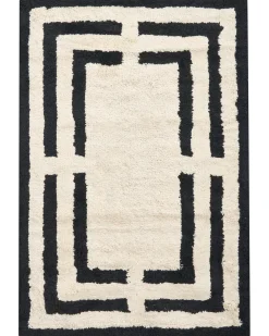 Bademåtte RISALU Sort/beige 60 x 90 cm Bomuld