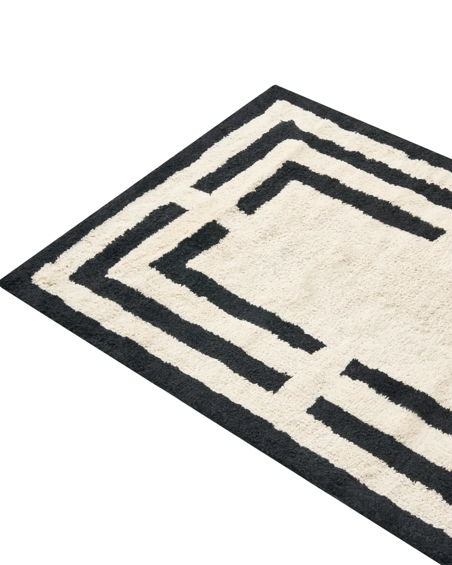 Bademåtte RISALU Sort/beige 60 x 90 cm Bomuld