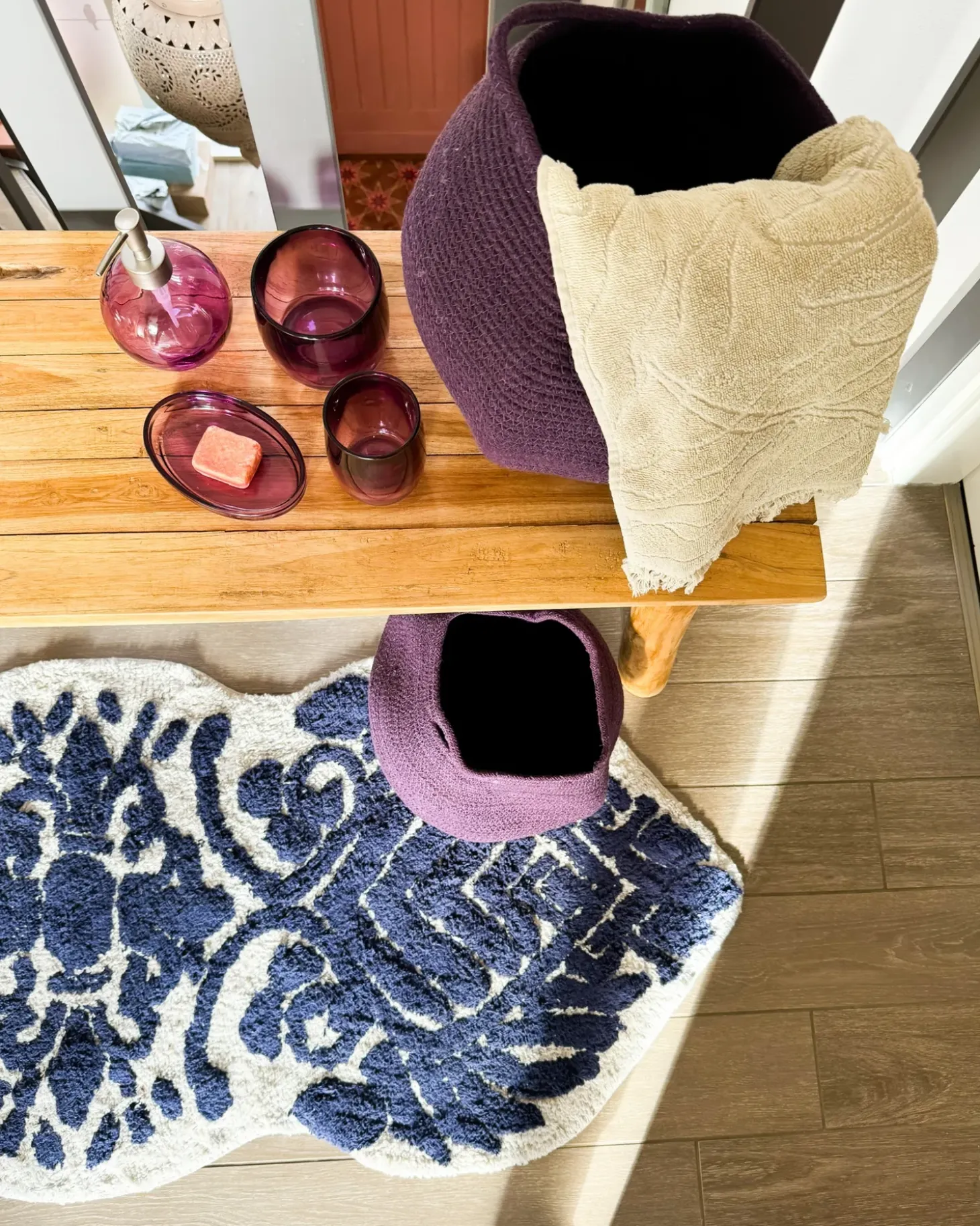 Bademåtte CANBAR Navy Blå 150 x 60 cm Bomuld