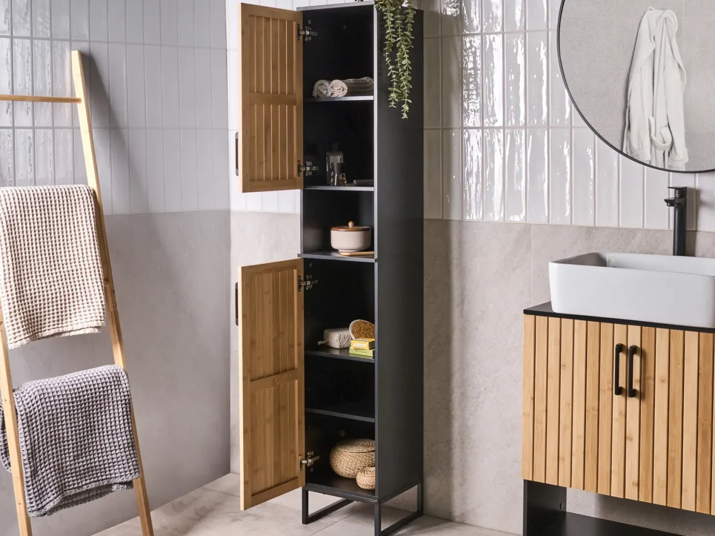 Badeværelsesskab MISCANTI Bambus 30 cm Lysebrun