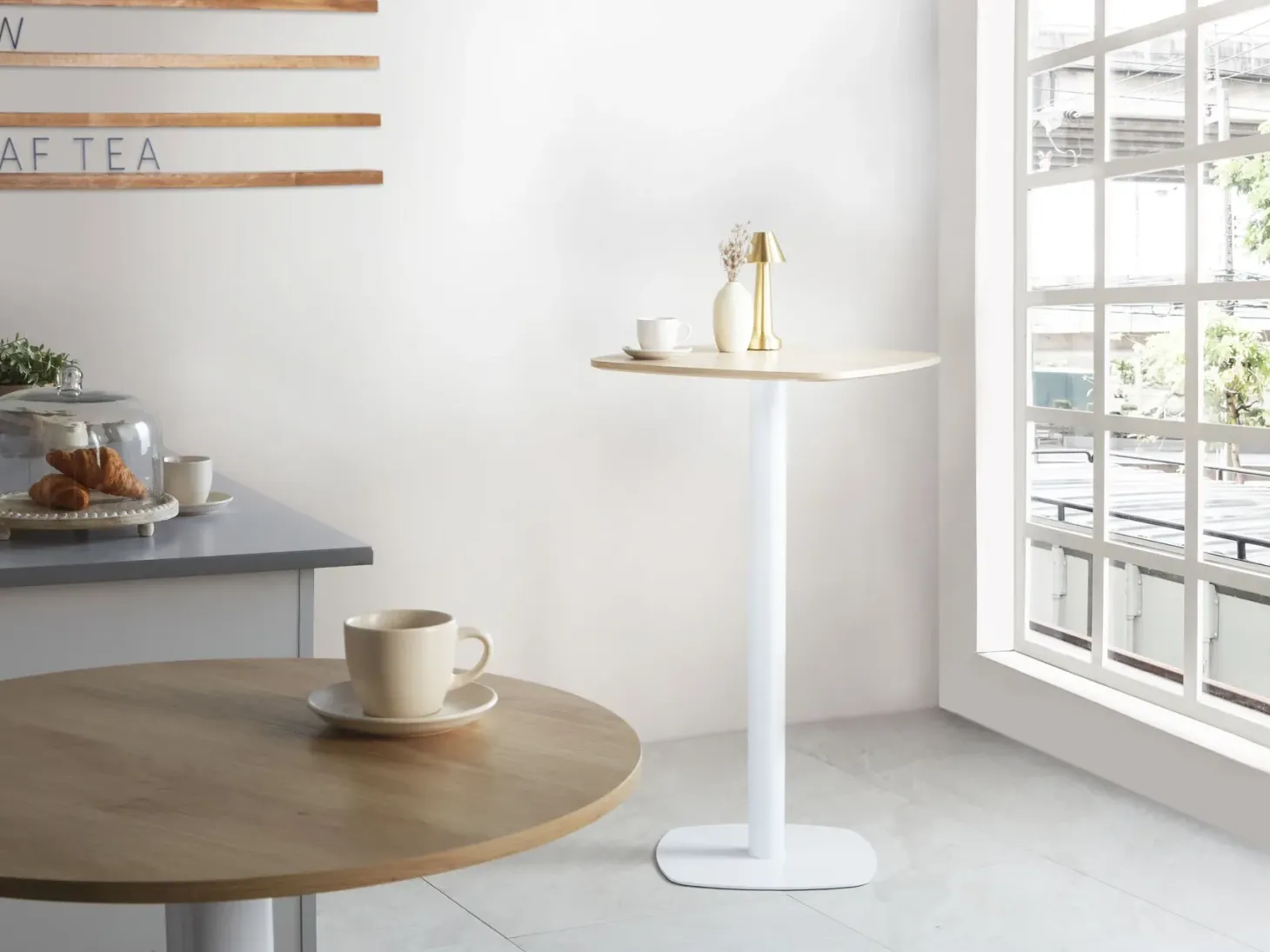 Barbord MORELLA Lysebrun/hvid 60 cm 60 cm
