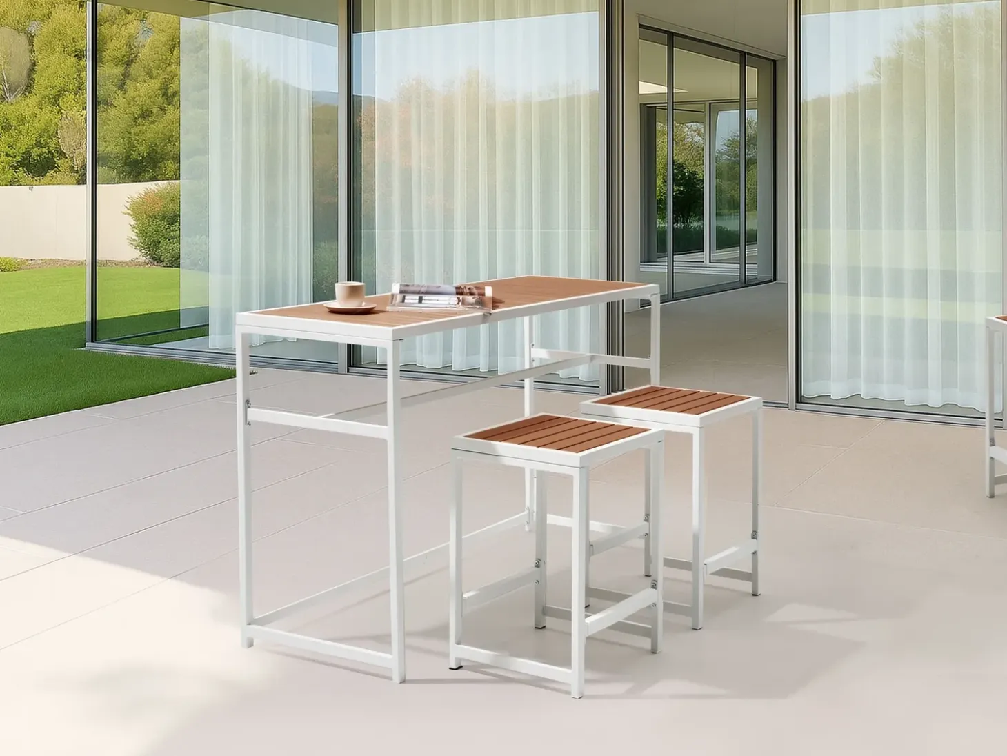 Barbord til have AVETRANA 150 cm 50 cm Brun/hvid