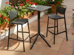 Barbord til have LEMNOS 60 cm 60 cm Sort