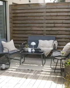 BARREA 4 personers Loungesæt med bord Sort Metal