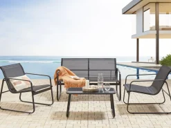 BARREA 4 personers Loungesæt med bord Sort Metal