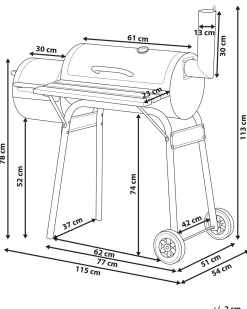BBQ kulgrill KATLA med rygeovn Metal Sort