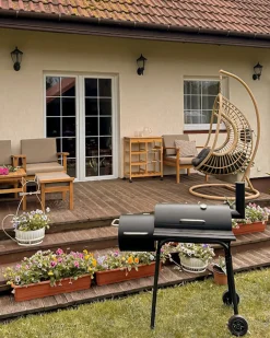 BBQ kulgrill KATLA med rygeovn Metal Sort