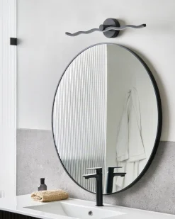 Billede og spejl LED-lys AILETTE Metal Sort